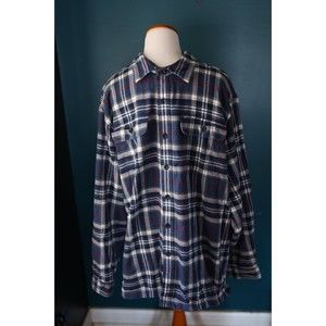 LL BEAN Shirt Mens XL Fleece Lined Traditional Fit Blue Flannel Plaid Button Up